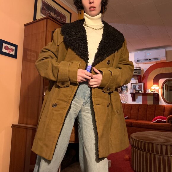 1970s Made in Israel cotton rayon French Tissavel imitation fur double breasted - Picture 10 of 16